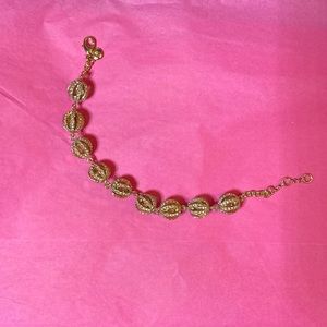 J Crew gold & crystal ball bracelet